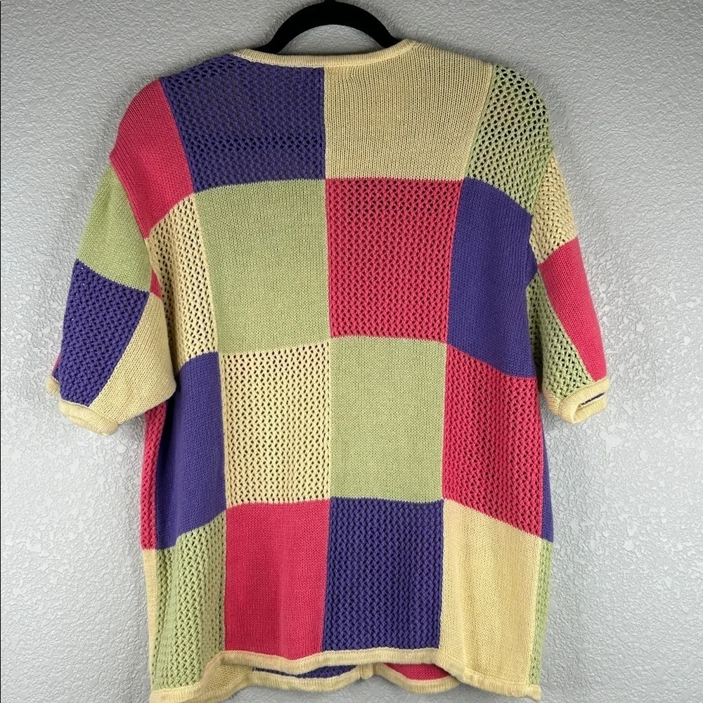 Christopher & Banks 90's Y2K Knit Vintage Color Block Button Down‎ Sweater Sz XL